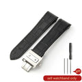 Santos 100 leather watch band 20mm black no buckle