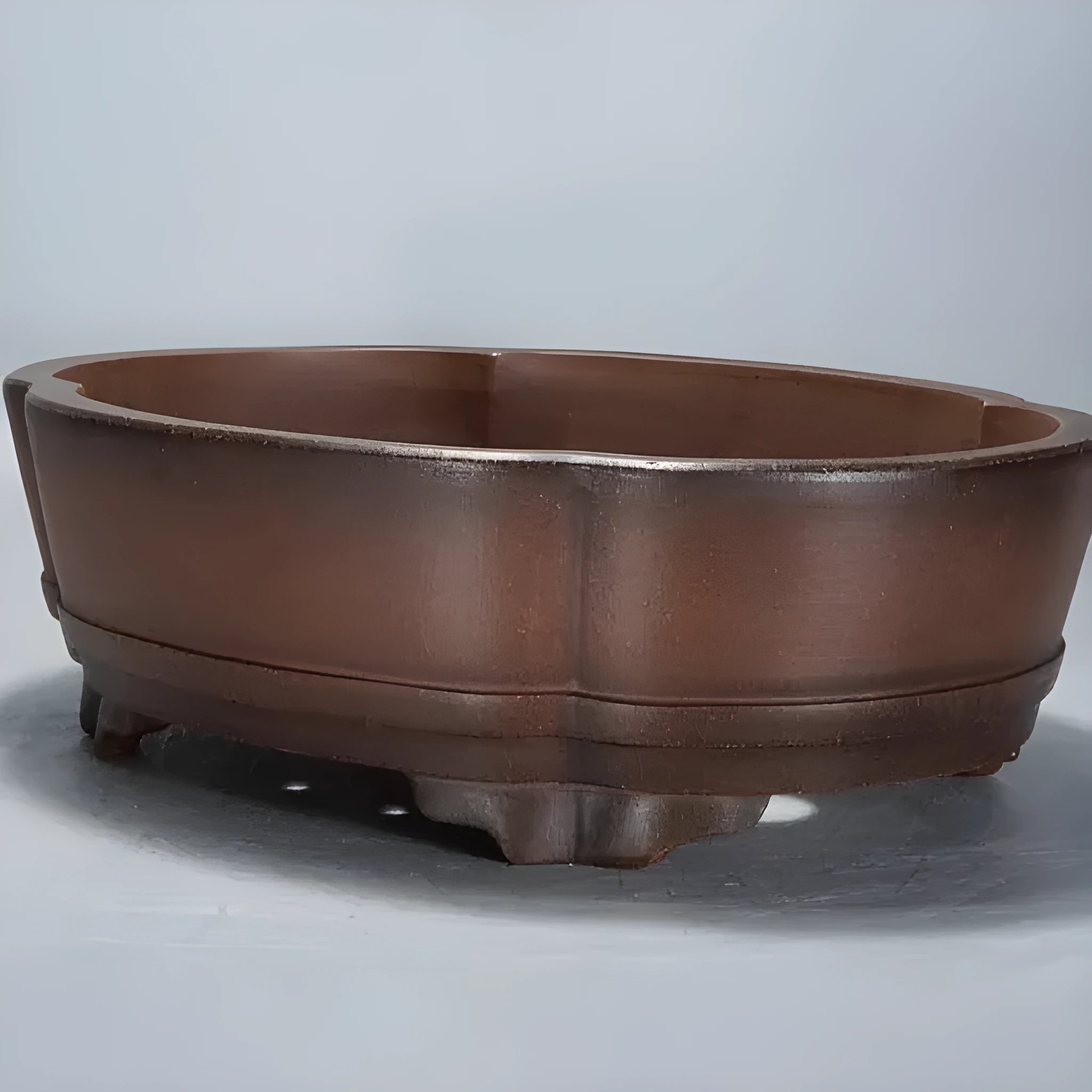 Traditional purple clay bonsai pot with classical design, 50cm wide plant container