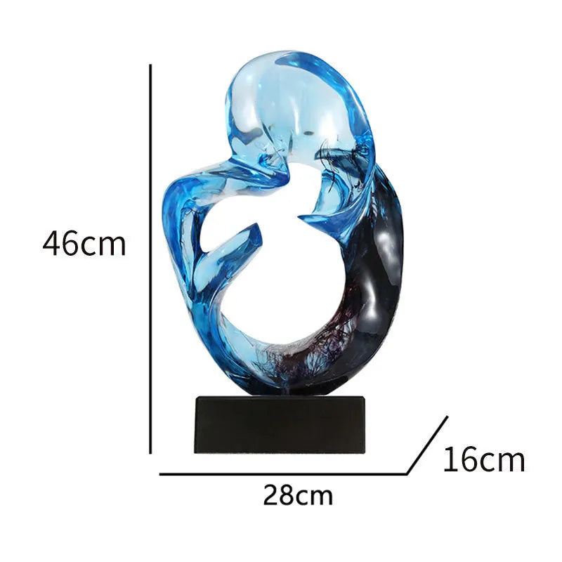Transparent resin craft ornament in modern simplicity style, available in orange red or blue colour