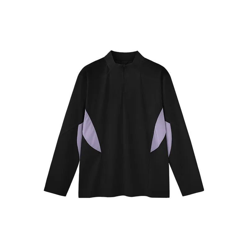 Man wearing a solid beige lightweight long sleeve polyester casual top