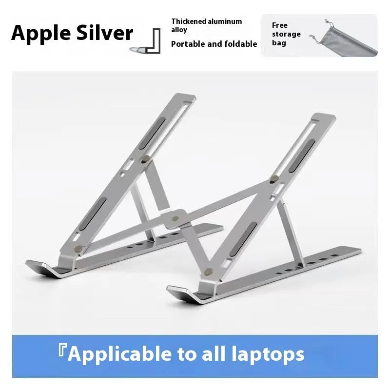 Aluminium alloy three-fork laptop cooling stand with adjustable lifting type in silver