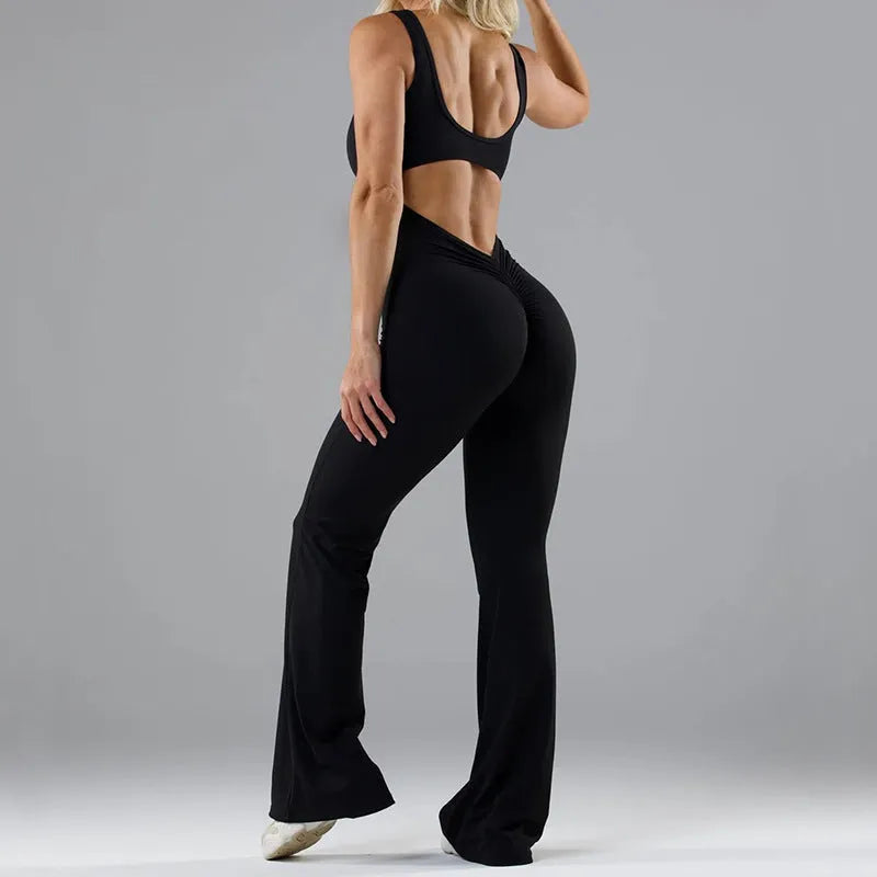 Women's milk silk seamless yoga bodysuit in mid-waist design with chest padding