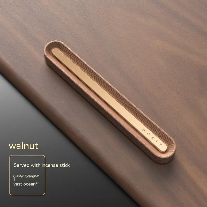 Long strip car aromatherapy ornament with air vent clip in metallic grey or walnut colour