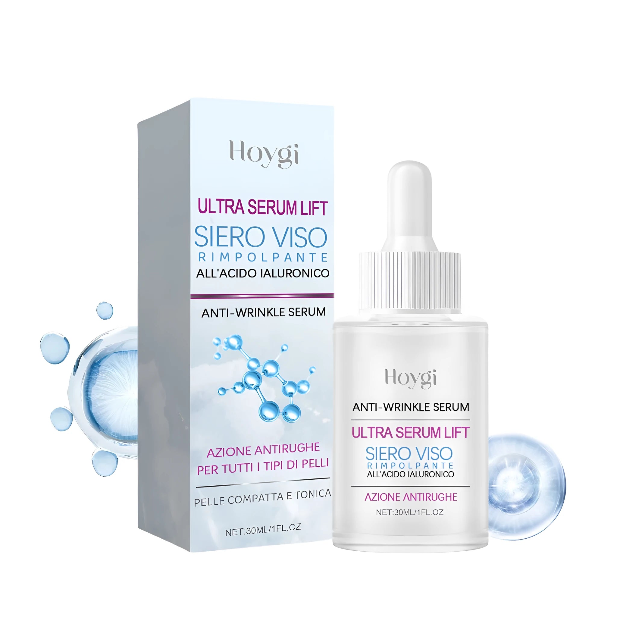30ml hyaluronic acid anti-wrinkle essence bottle with skincare serum