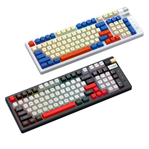 Bluetooth mechanical gaming keyboard with RGB backlight in black and red colour scheme