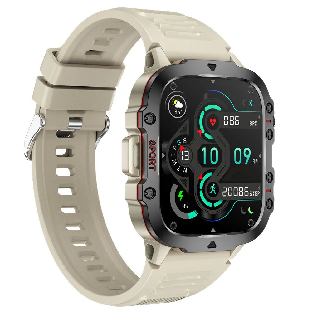 QX11 Smart Bluetooth Watch in black zinc alloy case with TFT touch screen displaying heart rate data