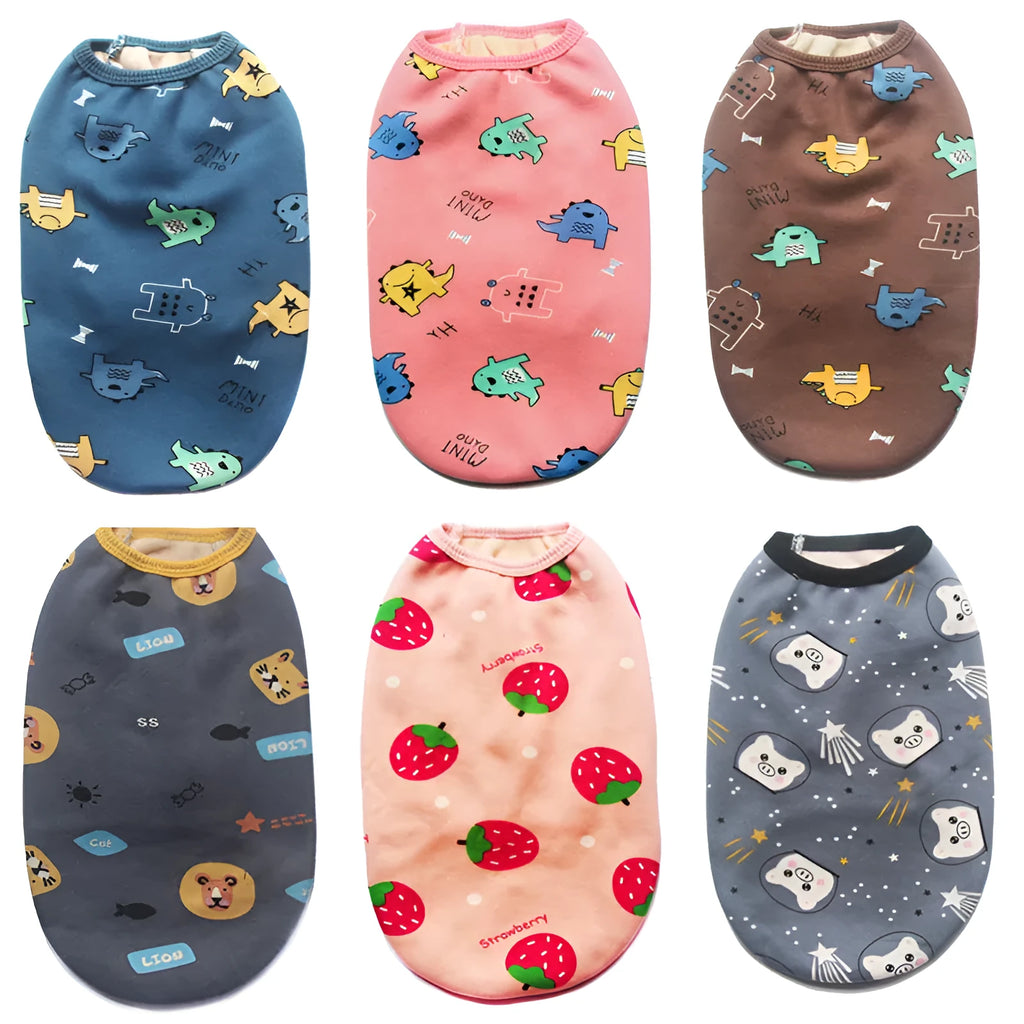 Blue dinosaur polyester plush pet vest for dogs in autumn winter on a neutral background