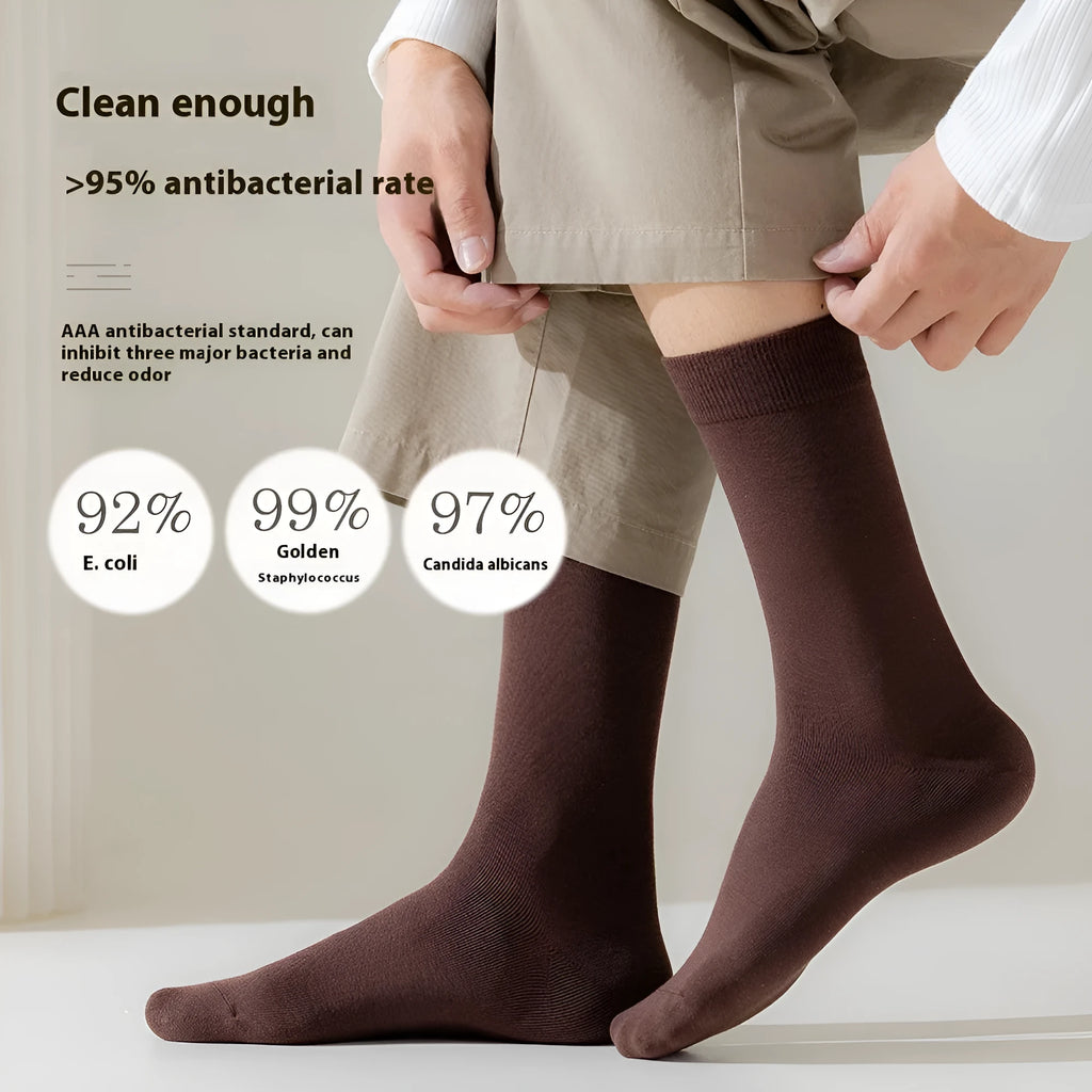 Mid-calf men's business socks in combed cotton available in twelve solid colours
