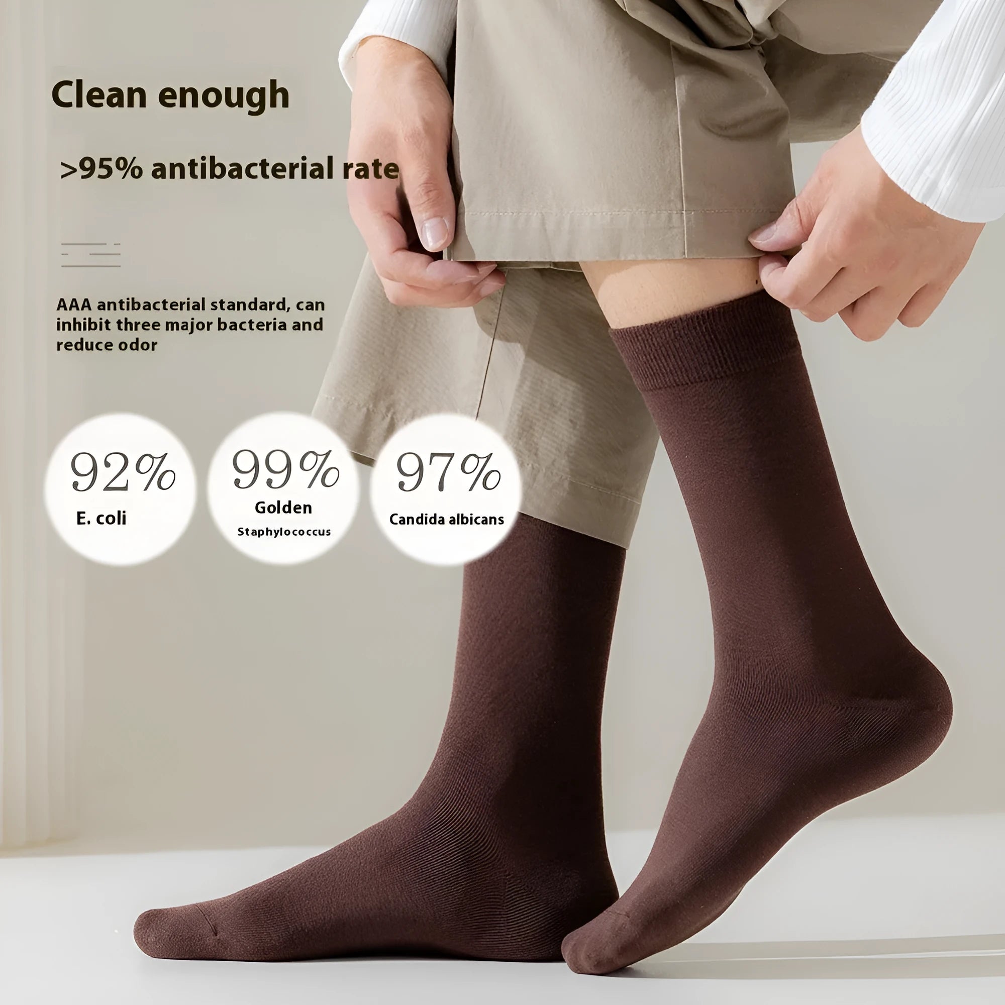 Mid-calf men's business socks in combed cotton available in twelve solid colours