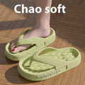 Men's EVA flip flops in multiple colours on a beach background.