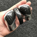 Carbon fibre DSG gear selector side cover with chrome matt finish and leather-covered gear knob