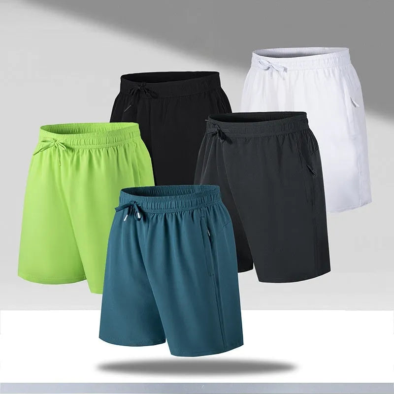 Man wearing loose fit quick-dry polyester beach shorts in a summer colour