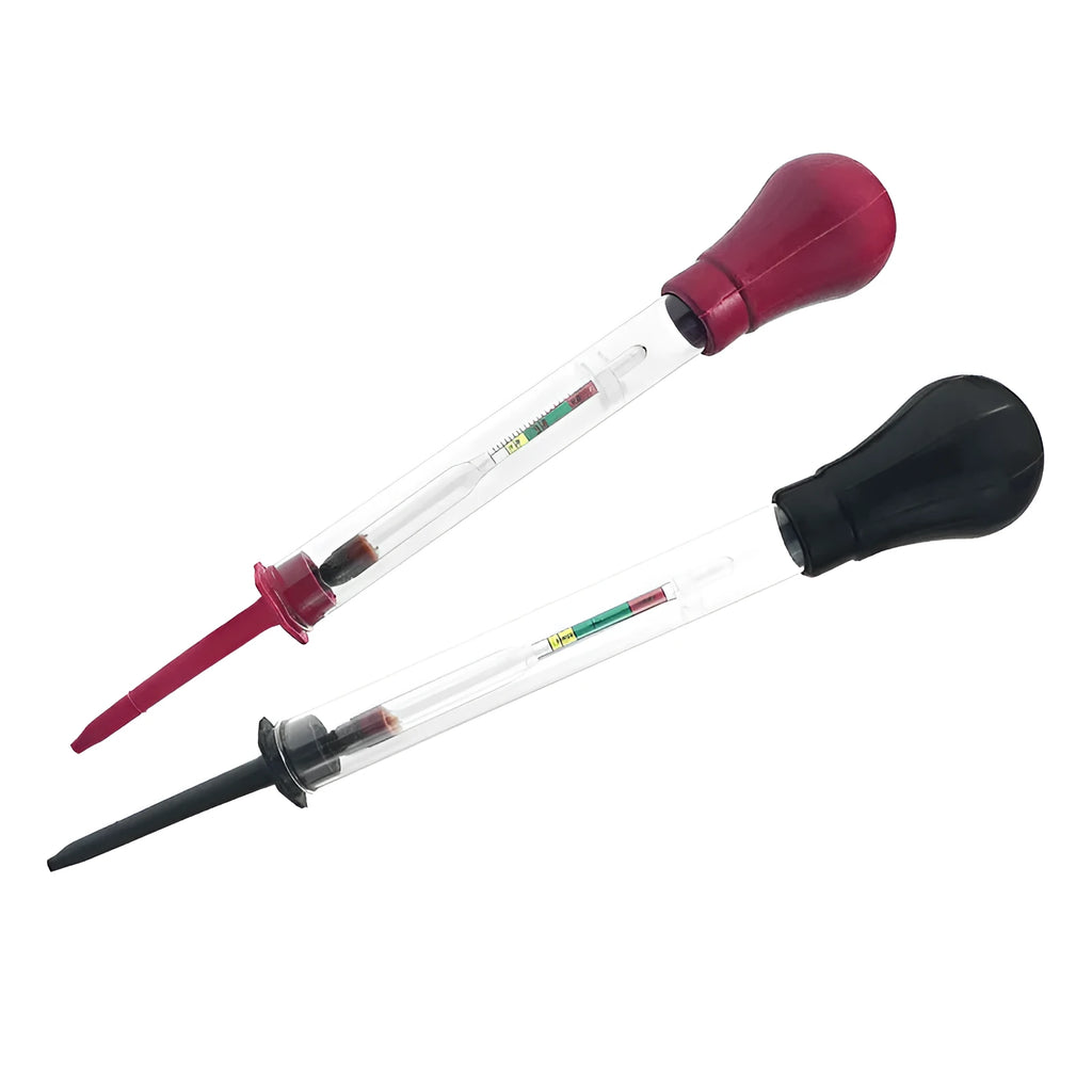 Glass electrohydraulic hydrometer for automotive battery electrolyte density testing