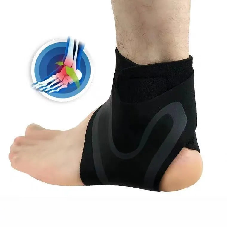 A left-foot or right-foot specific ankle support brace for adult sports like running and basketball