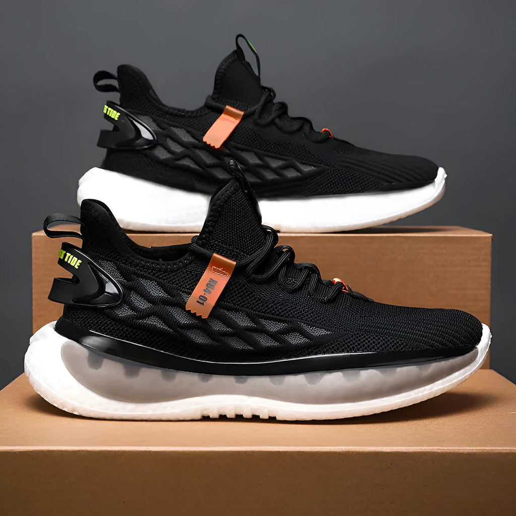 Men's casual platform sneaker with woven mesh upper and rubber sole in multiple colour options