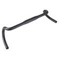 Black aluminium road bike bent handlebar showing 420mm width and 31.8mm clamp diameter