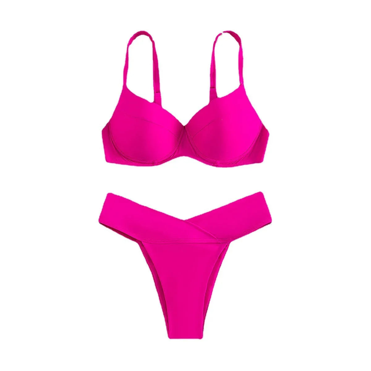 Solid colour nylon bikini swimsuit in briefs style on a white background.