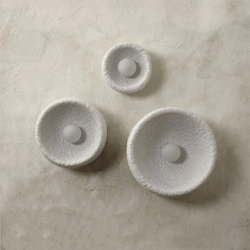 Japanese minimalist wall lamp with resin shade in 20cm, 26cm, and 32cm diameter options
