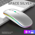 Ultra-thin wireless colourful luminous mouse with Bluetooth and 2.4GHz, C7002 model in black, side view