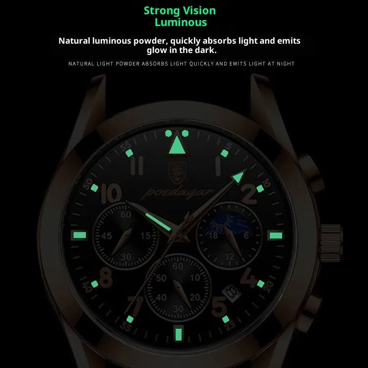 Black tech men's sports watch with slim 10mm case, available in multiple strap and dial colours including rose gold black dial