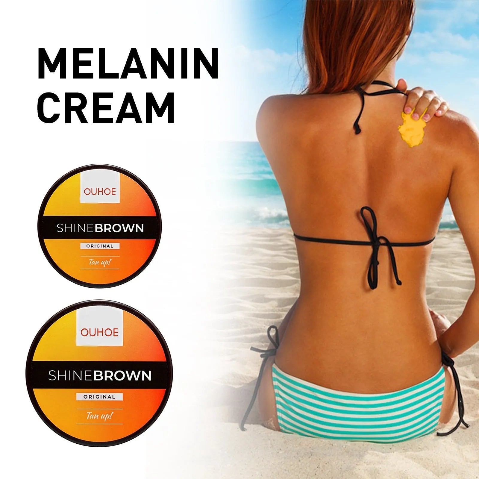 Tanning cream tube and aloe vera gel jar combination set for summer tanning and after sun care