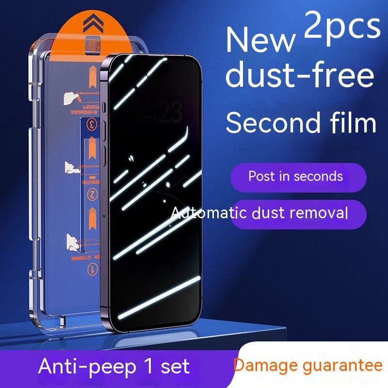 Dust-free warehouse tempered glass screen protector kit for iPhone with privacy dustproof net