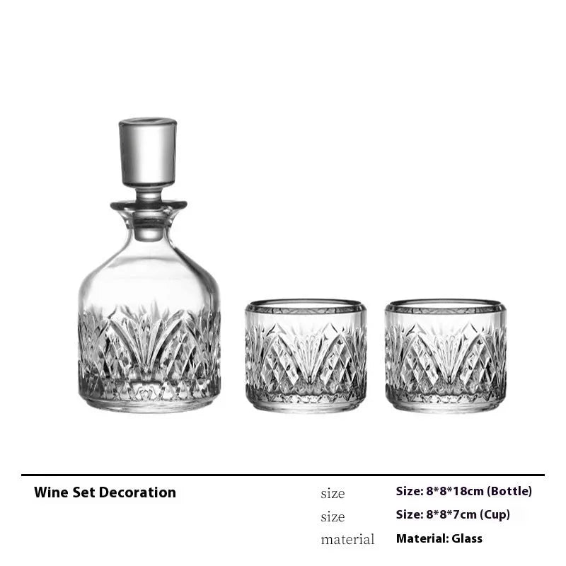 Glass wine accessory set with ice bucket, plates, whisky bottles and stainless steel ornaments in modern simple style