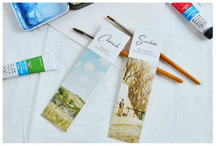 Pack of 30 thick cardboard bookmarks with various designs including Phantom of the Opera, each 40mm by 150mm.