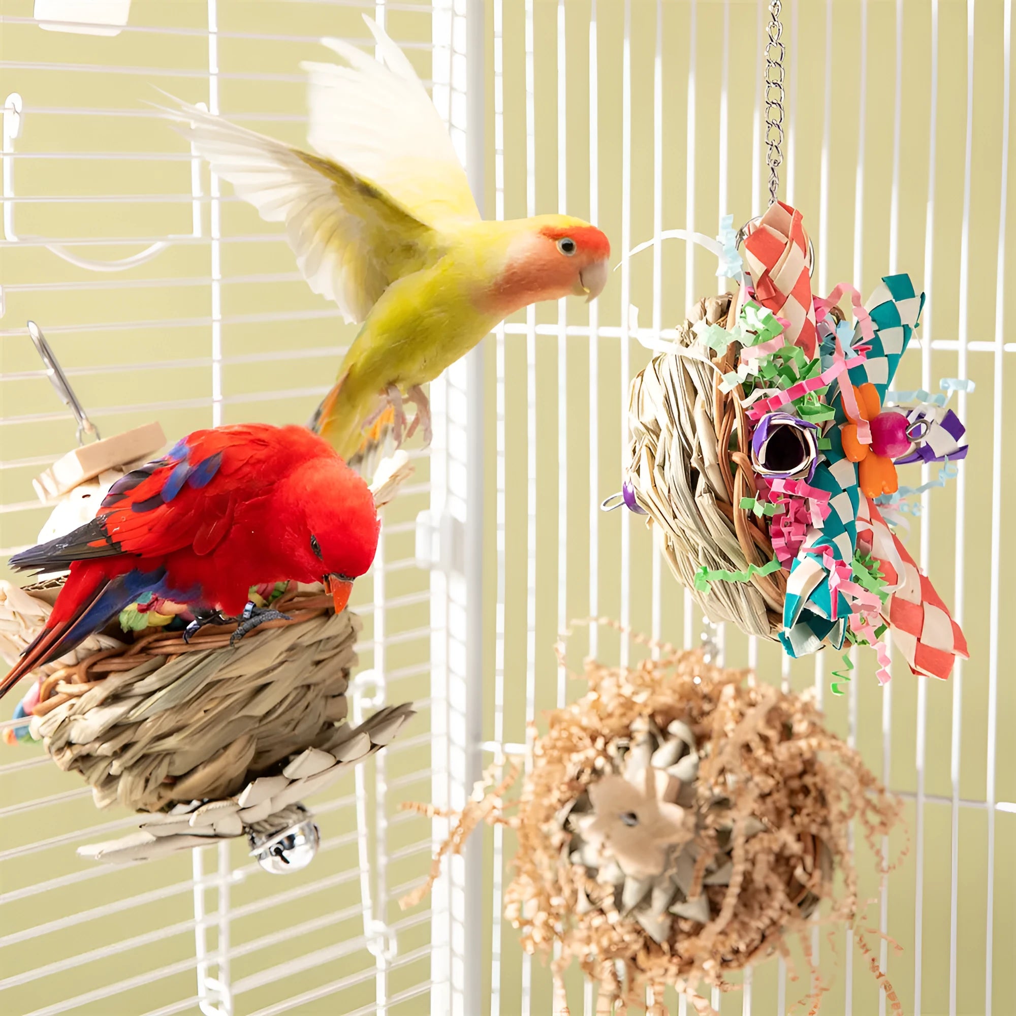 Three-piece parrot gnawing toy set for beak conditioning and enrichment