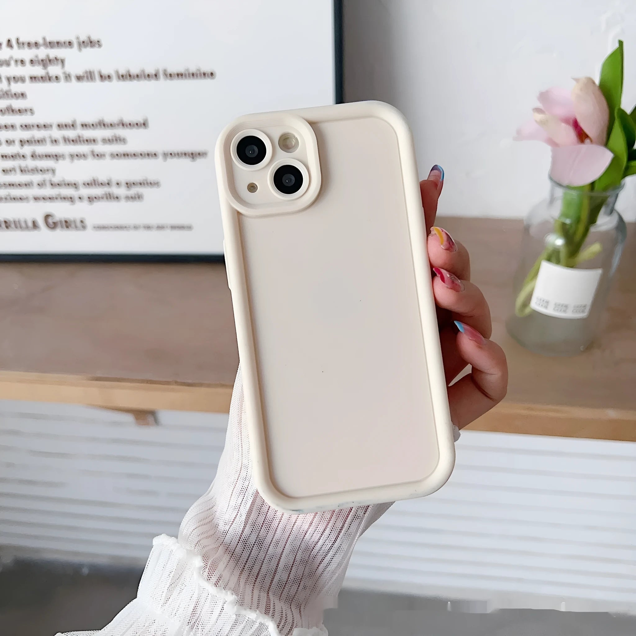 Simple solid colour frosted TPU phone case with bracket for Xiaomi, anti-fall soft shell