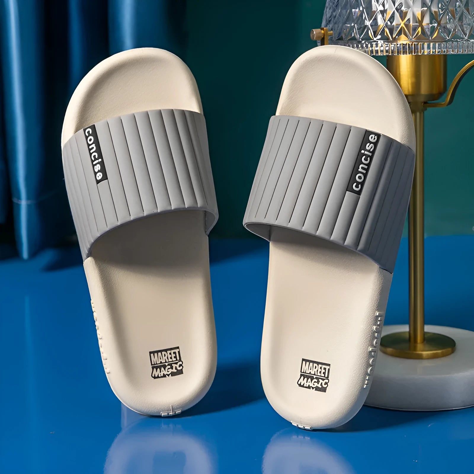 Men's PVC sandals in grey, size 40/41, for bathroom and outdoor wear