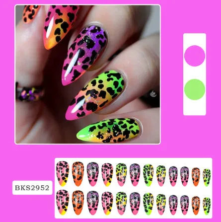 Wear Armour almond nail stickers showing four tulip pattern designs with frosted finish