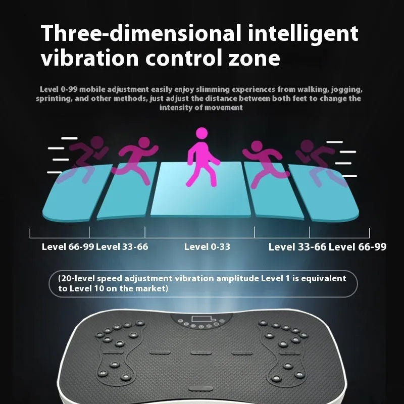 Black or pink intelligent remote control power plate for home fitness with Bluetooth and high frequency vibration.