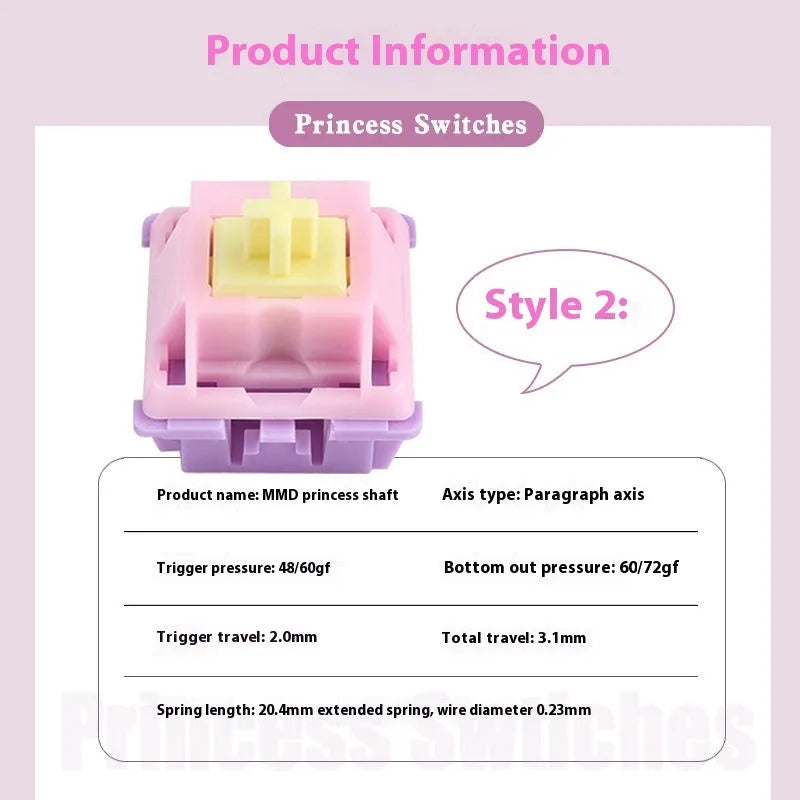 MMD Princess linear mechanical keyboard switch with dual-stage spring