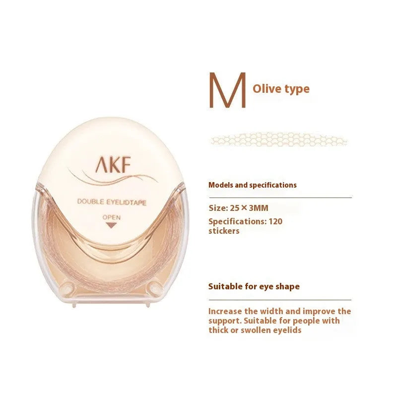 Roll of 120 lace double eyelid stickers in Crescent and Olive shape options.