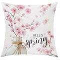 Square short velvet cushion cover with cherry blossom and letter print, 45cm size, shown in one of four HDRD192 colour options