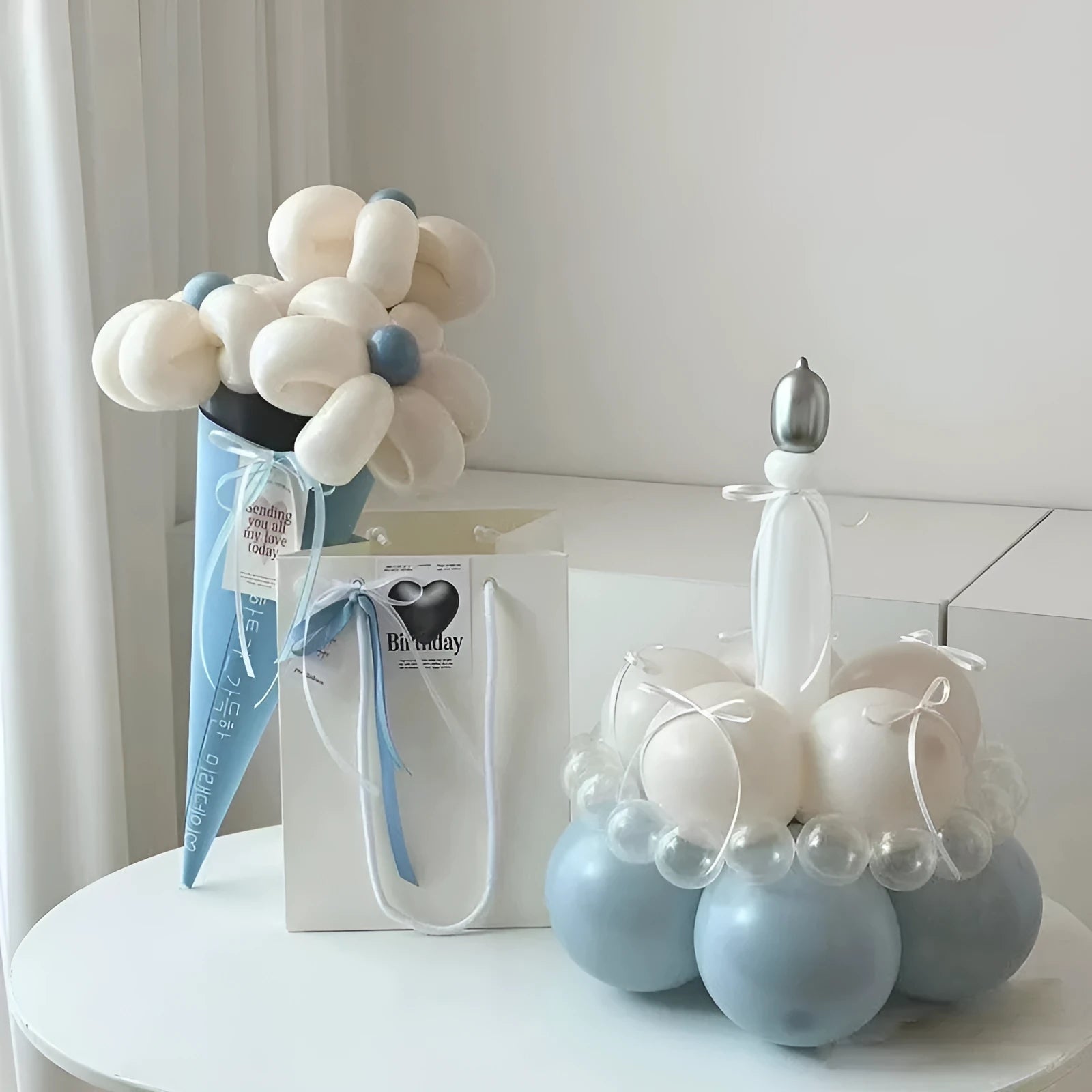Round balloon bouquet cake decoration DIY kit with complete balloon sets for birthday parties