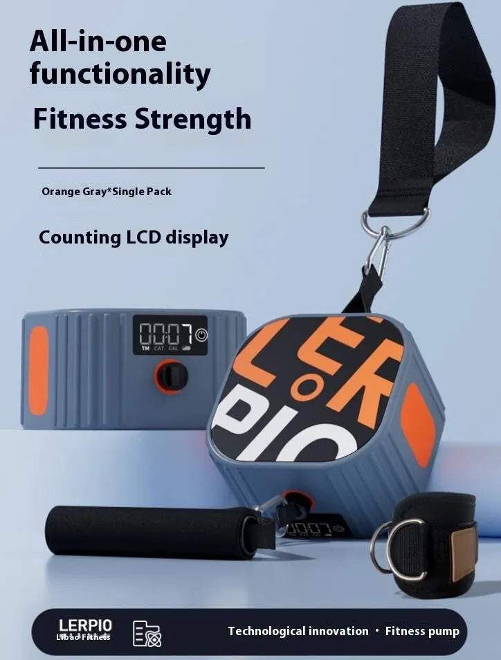Adjustable fitness resistance tensioner with 2-20kg intelligent resistance system in blue grey colour
