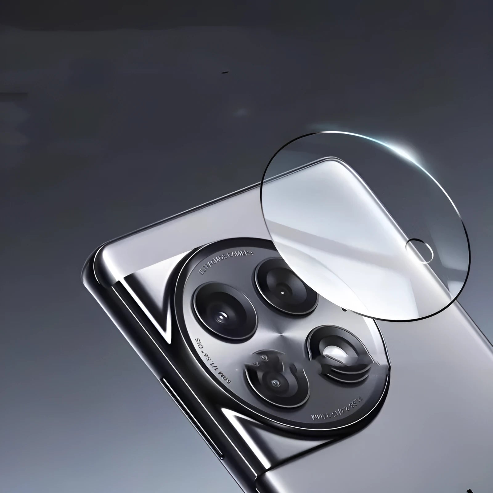 Large arc HD tempered glass lens protector with black ring edge for OnePlus 12, Find N3, and OnePlus 11 smartphones