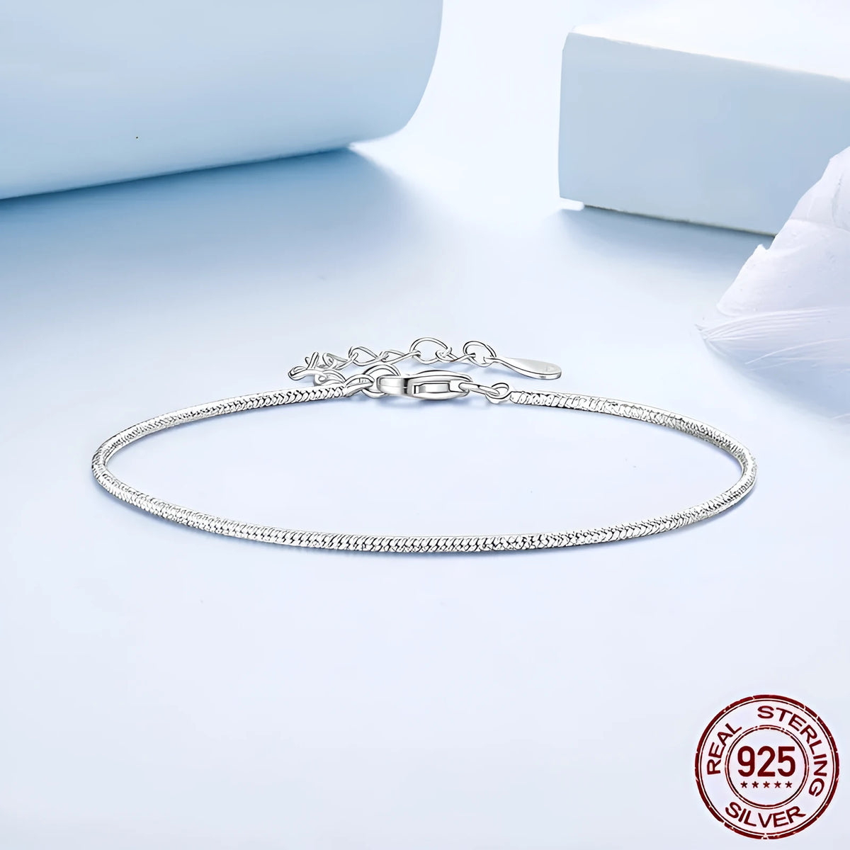 S925 sterling silver snake bones chain bracelet for women with electroplated BSB226 finish and bone-shaped links