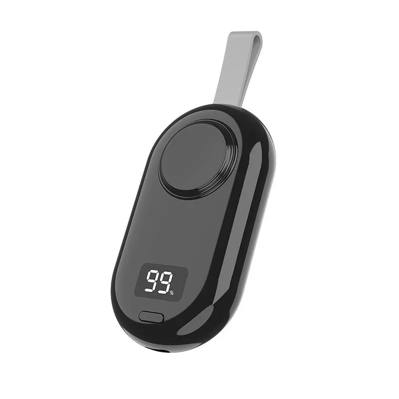 Black and white plastic wireless power bank for V5 watch with Type-C cable.