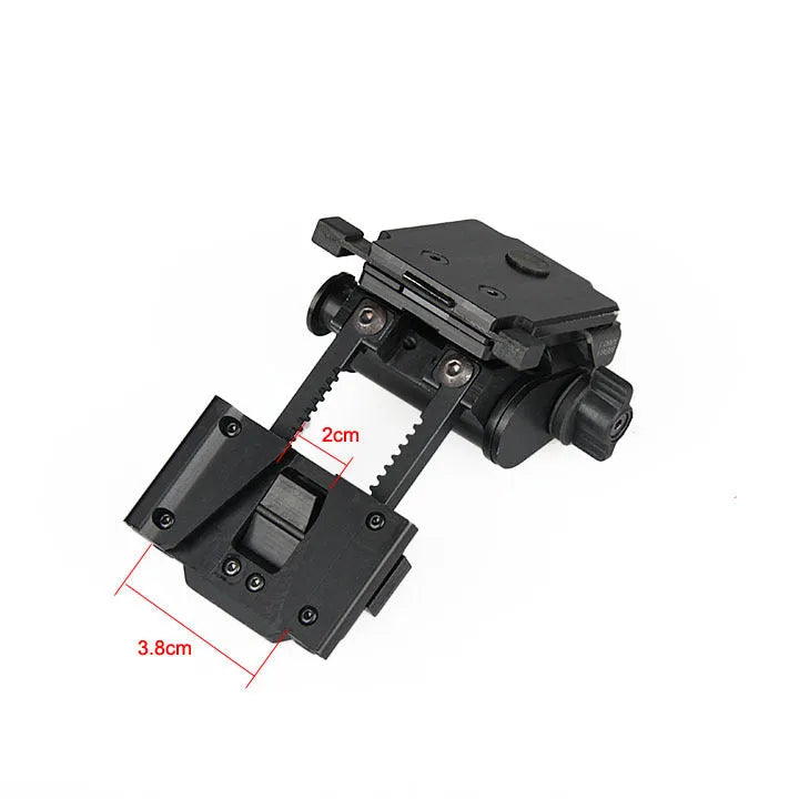 Metal alloy L4 G24 NVG fast helmet mount with breakaway base in strong dark earth colour.