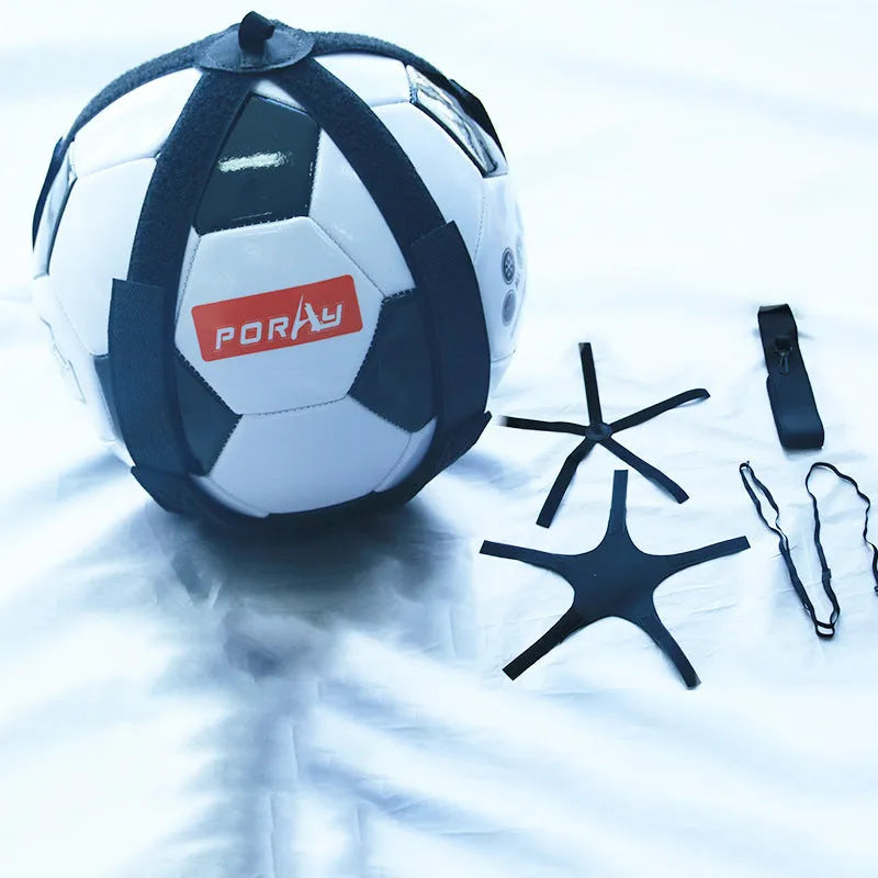 Black football juggling training belt with 2 metre length for solo skills practice