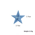Colourful five-pointed star cloth embroidery stickers for DIY clothing decoration on a fabric background.