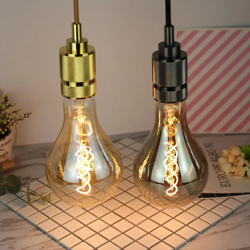 Double helix spiral LED soft light strip in gold or gray finish.