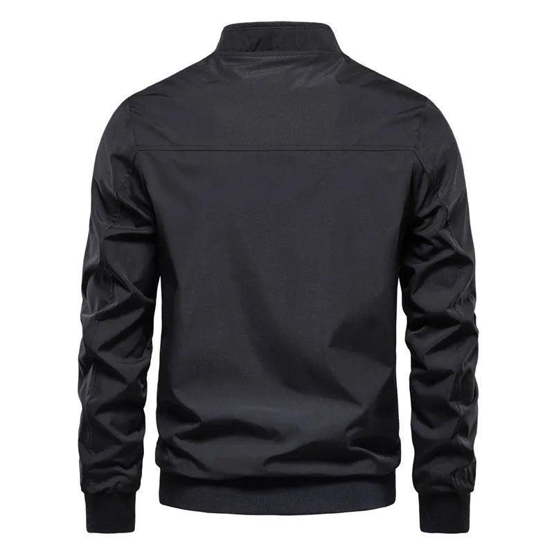 Men's casual thin jacket in solid colour with polyester fibre construction