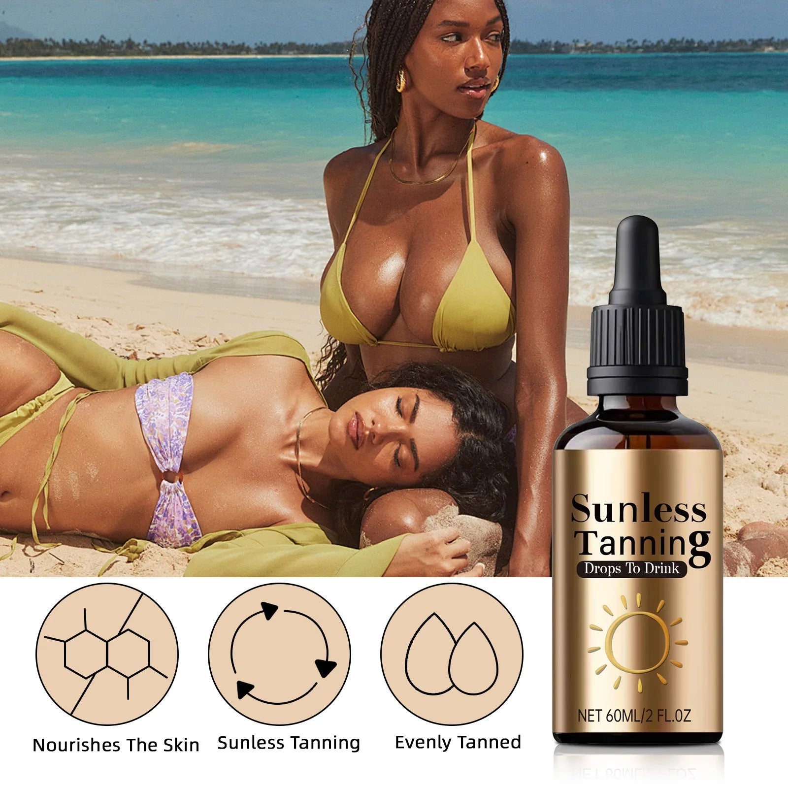 Black Aid Oral Drops 60ml bottle for universal skin types and outdoor use