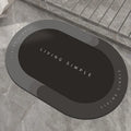 Oval and semicircle super absorbent floor mats in grey, blue, red, khaki colours with non-slip rubber backing