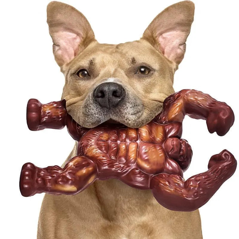 Scarlet red beef flavour nylon dog chew toy with bone-shaped design
