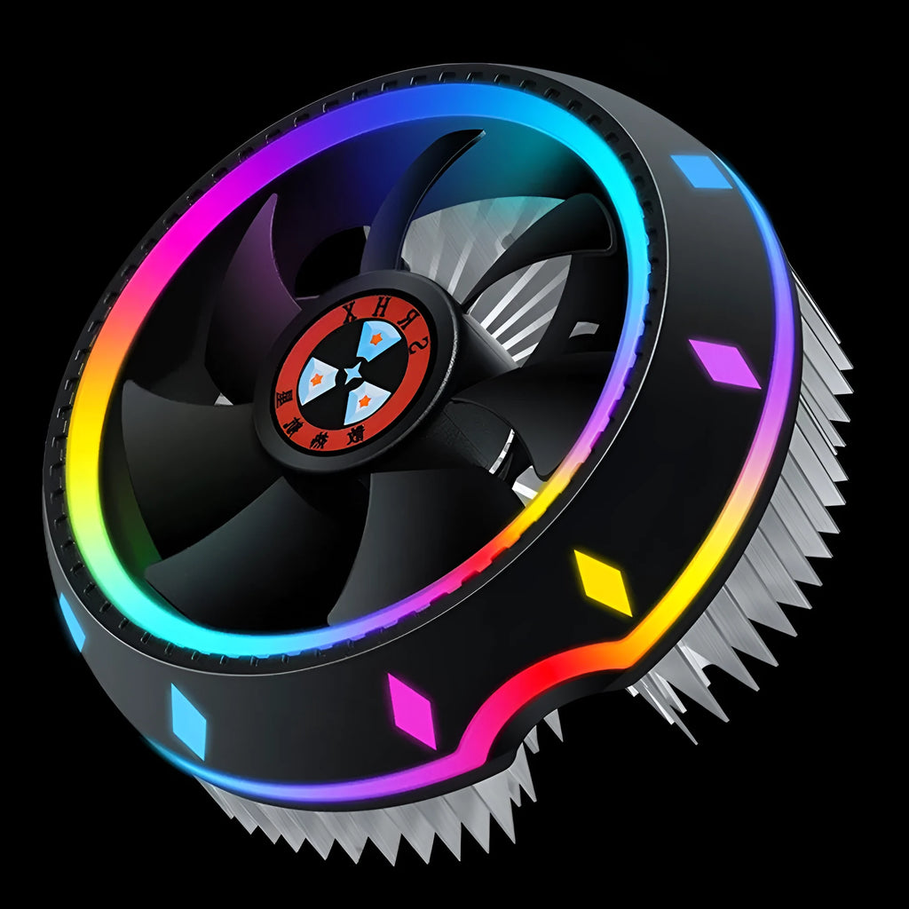 Silent RGB LED air CPU cooler with aluminium heatsink and 2 heat pipes for Intel 115X AMD desktop computers